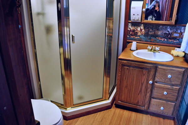 shower and sink and toilet